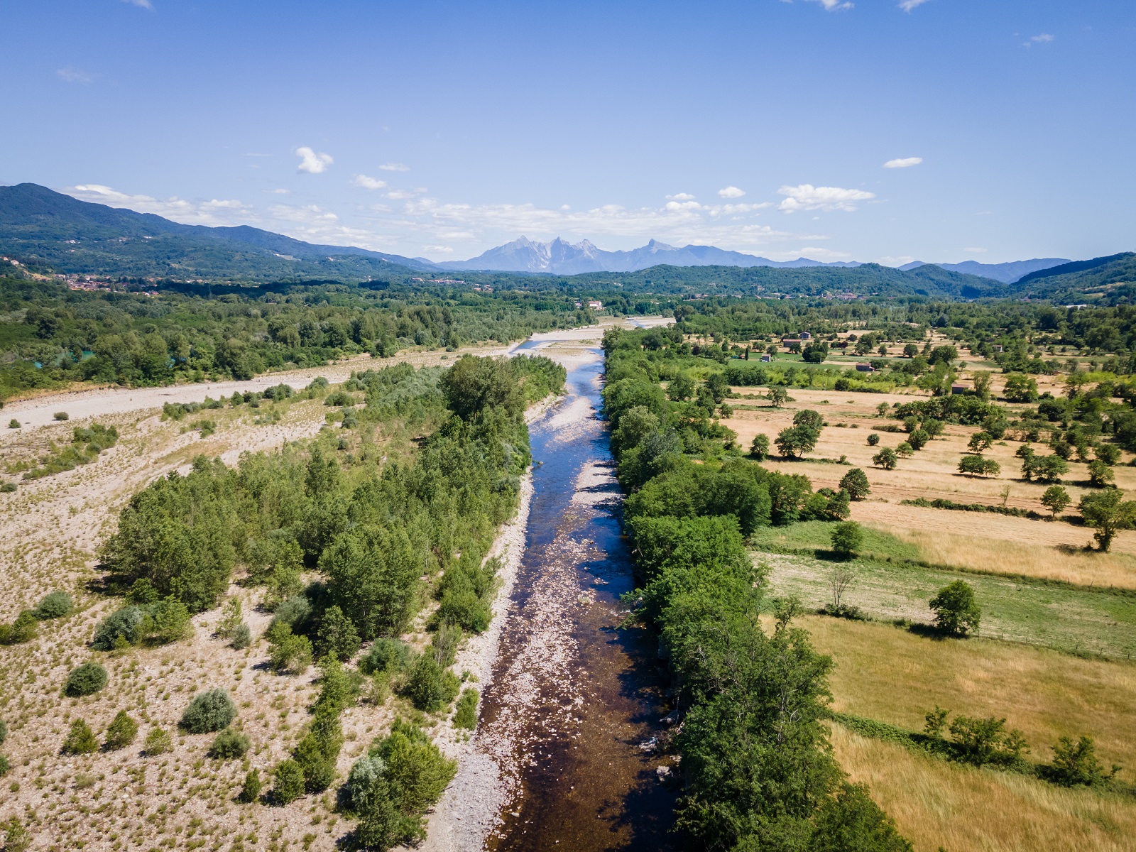View from above the Protected Natural Area of Local Interest of the Magra River in Lunigiana