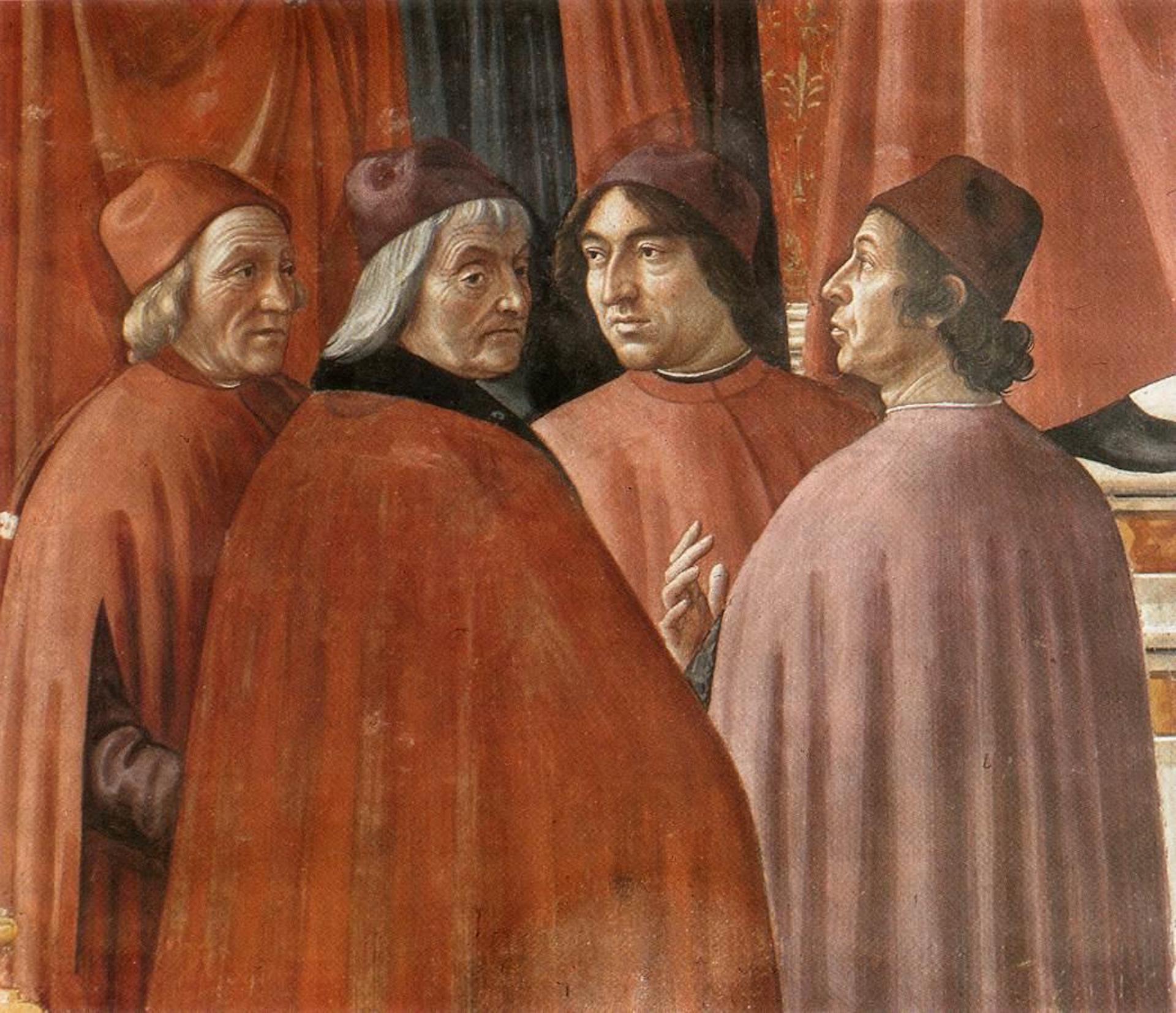 Fresko in Santa Maria Novella mit Porträt von Marsilio Ficino