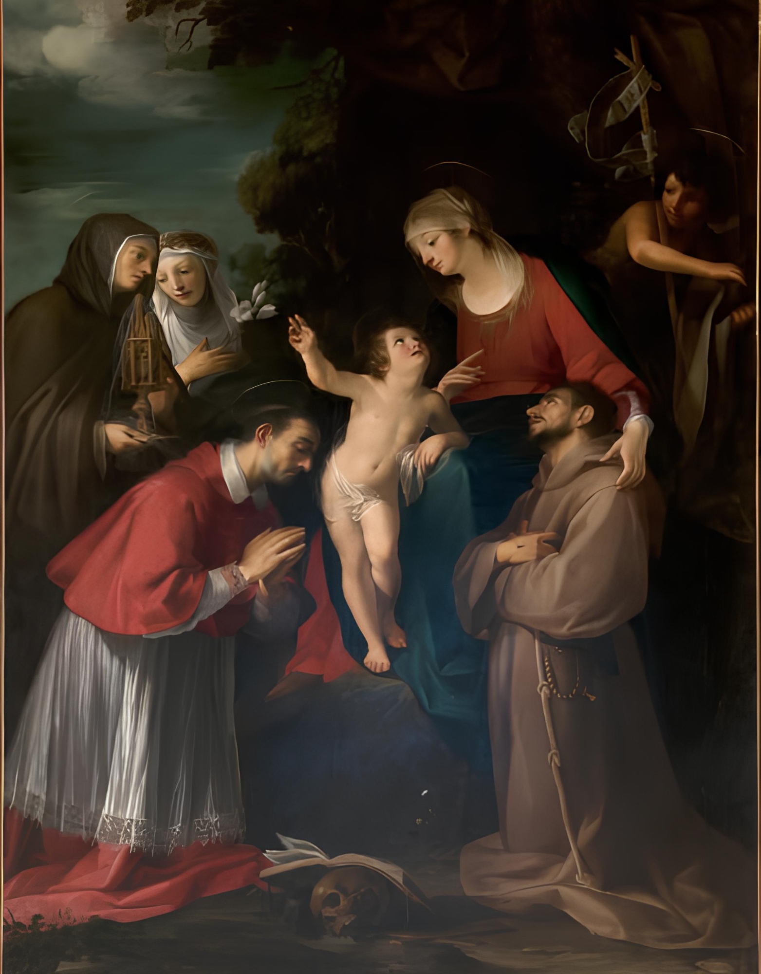 Virgen con el Niño y los santos Carlo Borromeo, Francesco, Chiara, Caterina de Siena y Giovanni Battista