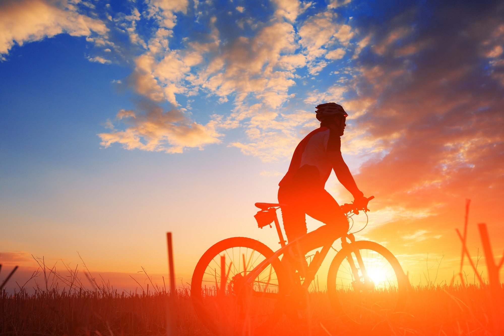 Cycling at sunset