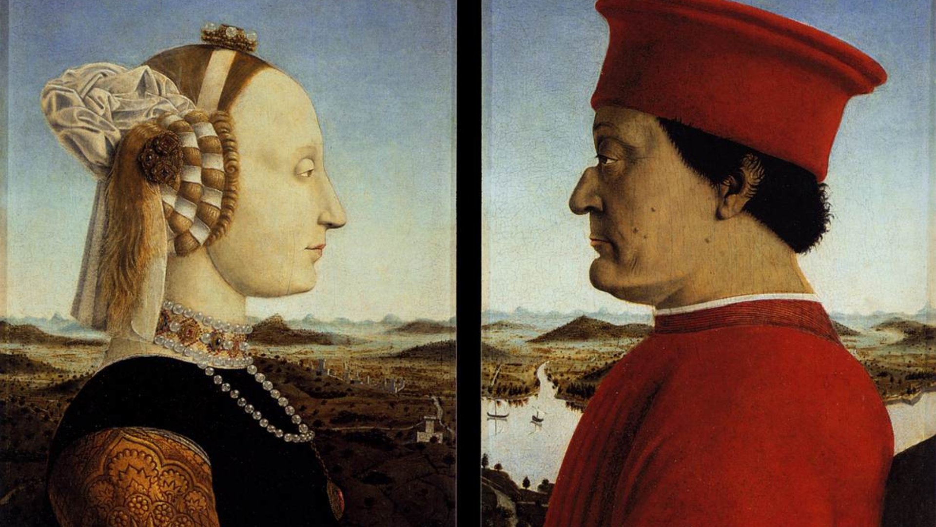 Das Herzogspaar von Urbino Federico da Montefeltro und Battista Sforza, Piero della Francesca